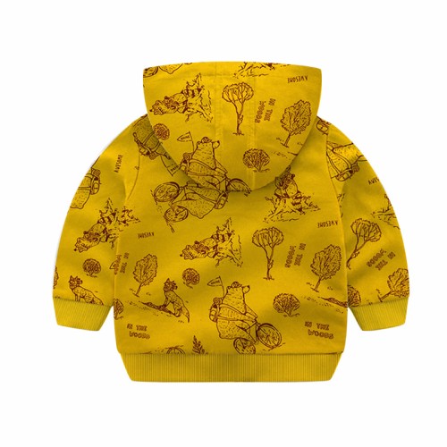 Baby Animals Printed Hoodie-Yellow | at Sonamoni BD