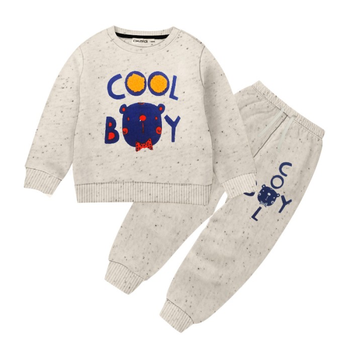 Baby Full Sleeve Sweat Shirt and Trouser Set-Cool Boy Light Gray Color | at Sonamoni BD