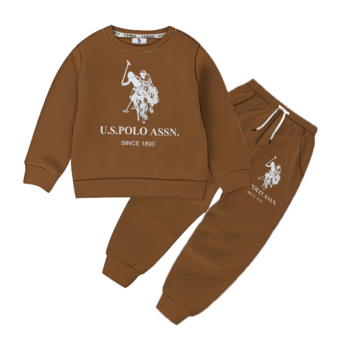 Baby Full Sleeve Sweat Shirt and Trouser Set-U.S Polo Brown Color | at Sonamoni BD