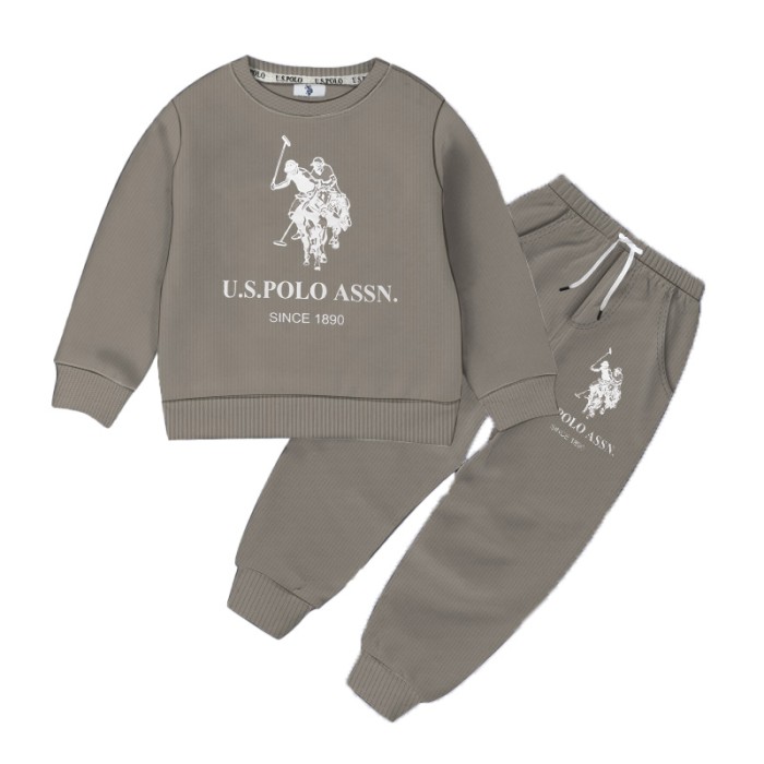 Baby Full Sleeve Sweat Shirt and Trouser Set-U.S Polo Gray Color | at Sonamoni BD