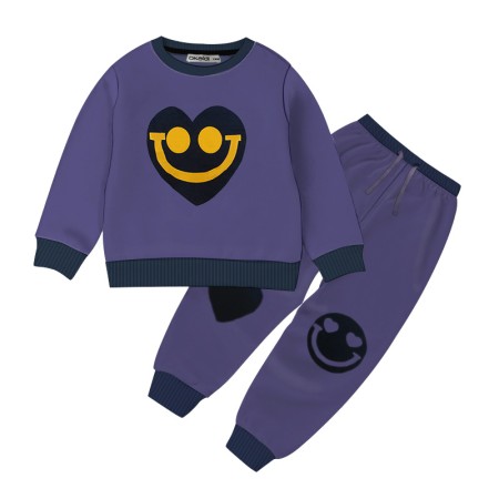 Baby Love Printed Full Sleeve Sweat Shirt and Trouser Set- Purple  Color | at Sonamoni BD