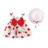 Baby Girl's Sleeveless Cotton Frock With Hat - Red Cherry | at Sonamoni BD