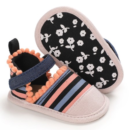 Baby Sandals Soft Sole Foreign Trade National Style - Black Orange