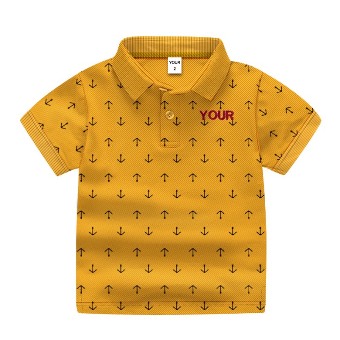 Boys Cotton Half sleeves  Polo T-Shirt Sail  Printed- Yellow Color