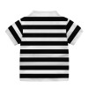 Boys  Cotton Polo T-Shirt Black White Strap  - White Color