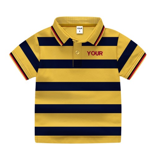 Boys Cotton Polo T-Shirt  Blue Strap - Yellow Color | at Sonamoni BD