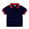 Boys Cotton Polo T-Shirt  Orange Collar - Navy Blue Color