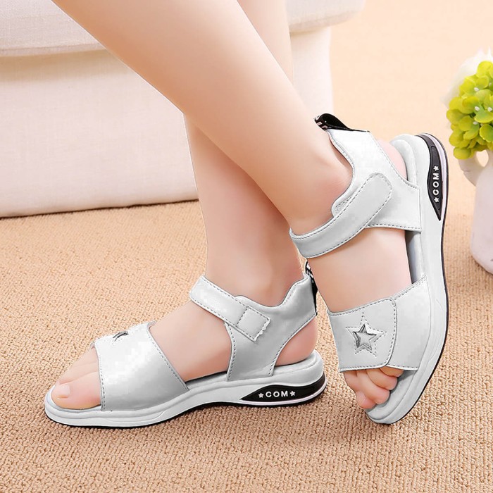 Girls soft bottom princess sandals - Star white | at Sonamoni BD