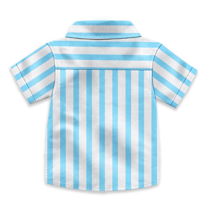 Baby Half Sleeve Shirt - White and Sky Blue | at Sonamoni BD