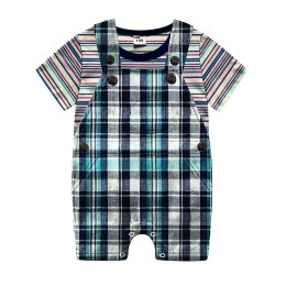 Baby Half sleeves Striped T-Shirt & Romper Set - Multicolor