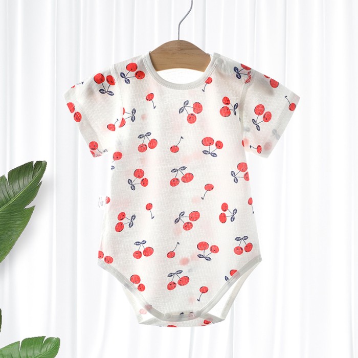 Baby Cotton Short Sleeve Triangle Onesies - Cherry