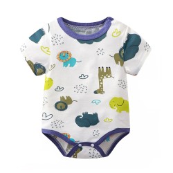 Baby Cotton Triangle Onesies - Blue Animal Carnival 