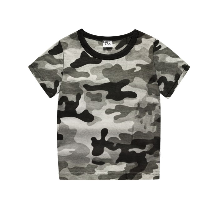 Baby Half Sleeves Army Print T-Shirt & Romper Set - Gray