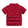 Boys Cotton Anchor Printed Half Sleeves Polo T-Shirt - Red