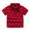 Boys Cotton Anchor Printed Half Sleeves Polo T-Shirt - Red
