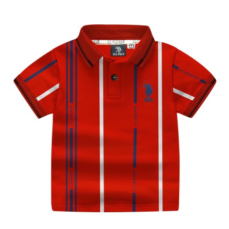 Boys Cotton Half Sleeves Polo T-Shirt - Red