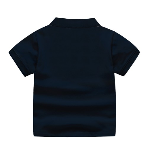 Boys Cotton Solid Half Sleeves Polo T-Shirt - Navy Blue