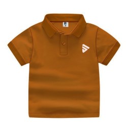 Boys Cotton Solid Half Sleeves Polo T-Shirt - Orange