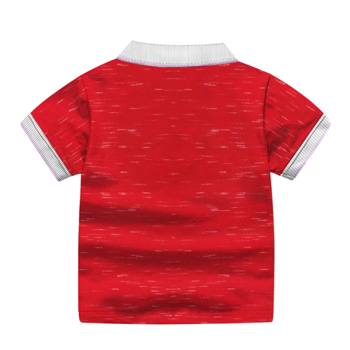 Boys Cotton White Texture Half Sleeves Polo T-Shirt - Red