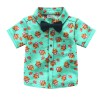 Boys Half Sleeve Cotton Flowe Print Shirt & Pant Suit Set- Turquoise Colour