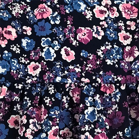 Girls' Full Sleeves Flower Print Frock - Black