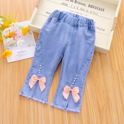 Kids Full Length Jeans Ribbon Applique - Blue | at Sonamoni BD