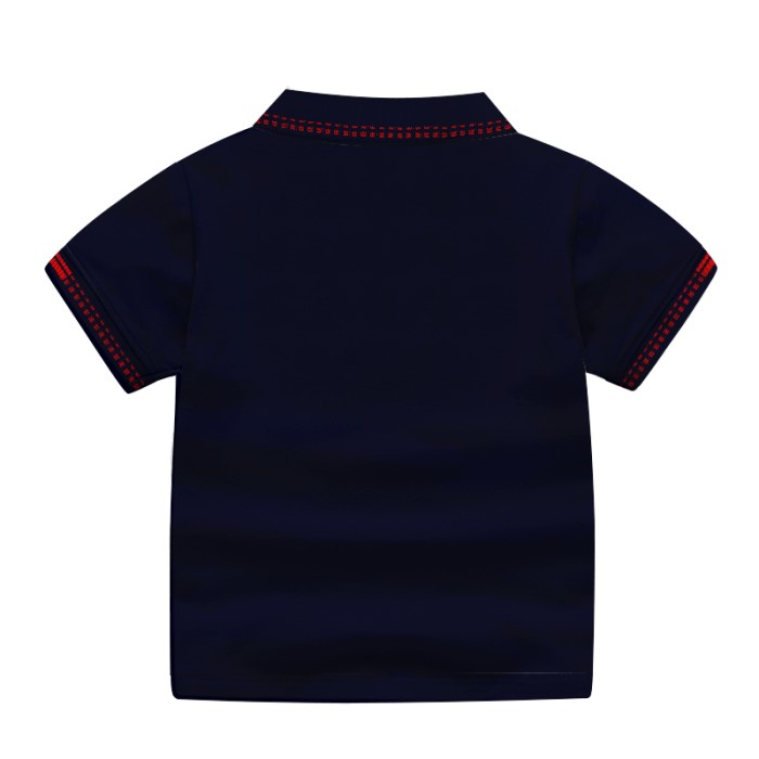 Boys Cotton Half Sleeves Polo T-Shirt - Navy Blue