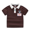 Boys' Half Sleeves Striped Cotton Polo T-Shirt - Maroon