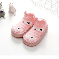 Baby Anti-Skid Leather Soled Shoe Socks - Pink