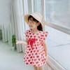 Baby Frill Sleeves Cotton Frock with Front Bow - Red Love | at Sonamoni BD