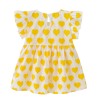 Baby Frill Sleeves Cotton Frock with Front Bow - Yellow Love | at Sonamoni BD