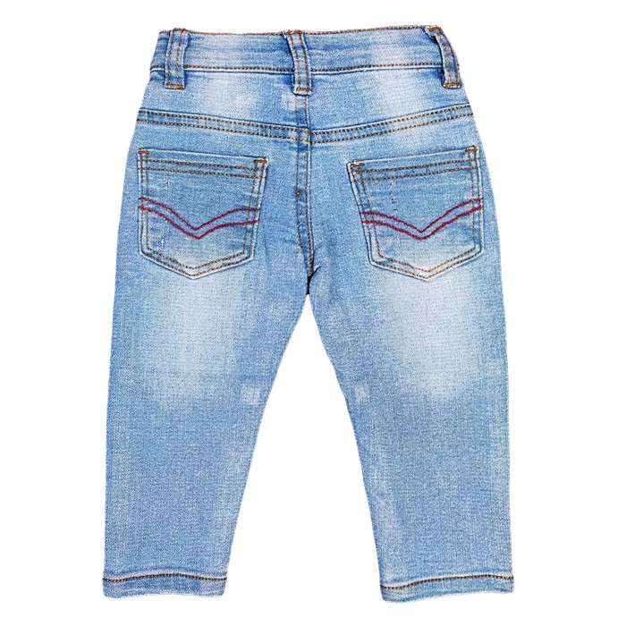 Boys' Full Length Denim Washed Jeans - Sky Blue