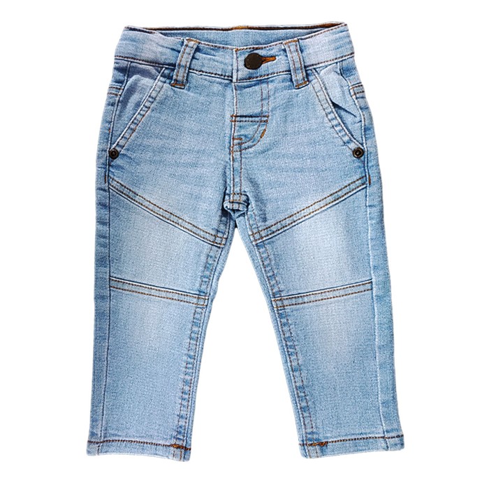 Boys' Full Length Denim Washed Jeans - Sky Blue