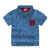Boys' Half Sleeves Printed Cotton Polo T-Shirt - Blue
