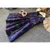 Girls' Cotton Frock With Back Tie Knot Red Cherry Print - Navy Blue