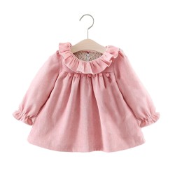  Baby Full Sleeves Winter Wear Frock - Light Pink