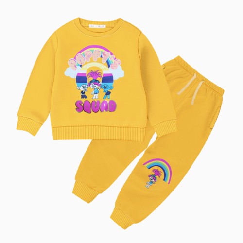 Baby Sweat Shirt & Trouser Set Cartoon Graphics Print with Sequins Work - Yellow | at Sonamoni BD