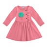 Girls Cotton Knit Full Sleeves Frock with Flower Applique (flower color may vary) - Light Pink | at Sonamoni BD