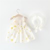 Baby Sleeveless Frock with Two Little Yellow Flowers & Cap -  White | at Sonamoni BD