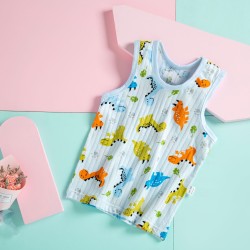 Baby Sleeveless T-Shirt Dinosaur Print - Sky Blue