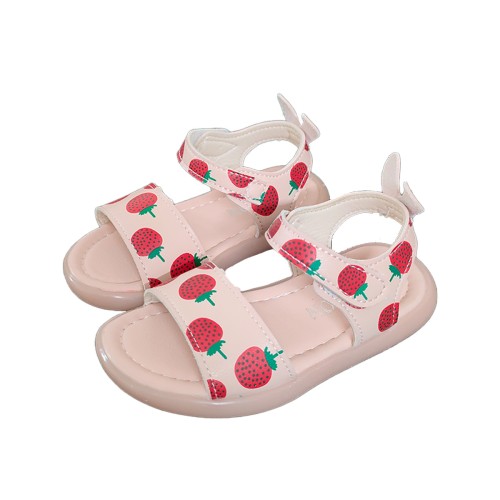 Giris Lighting Sandals with Belt Closure strawberry Print - cream | at Sonamoni BD