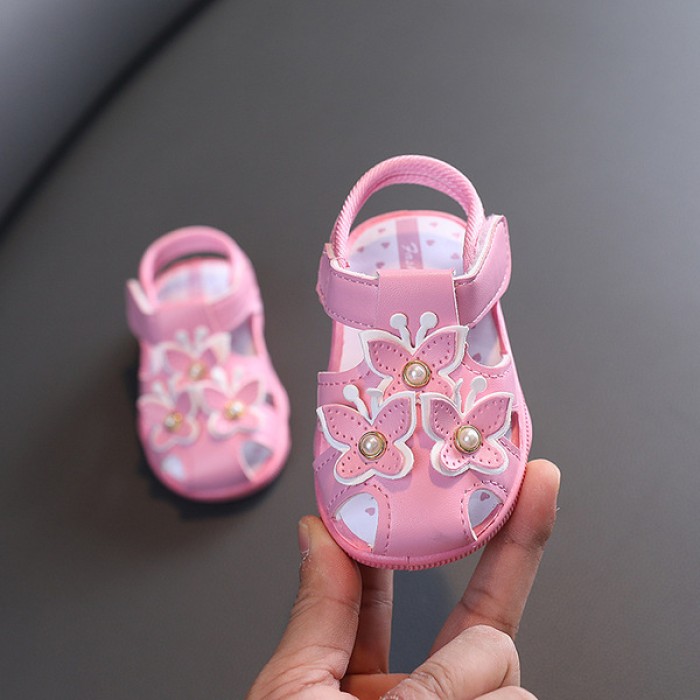 Baby Non-Slip Soft Sandals With Chu Chu Music Sound - Light Pink Color | at Sonamoni BD