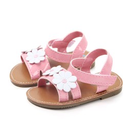 Baby Party Wear Sandals Flower Applique - Pink