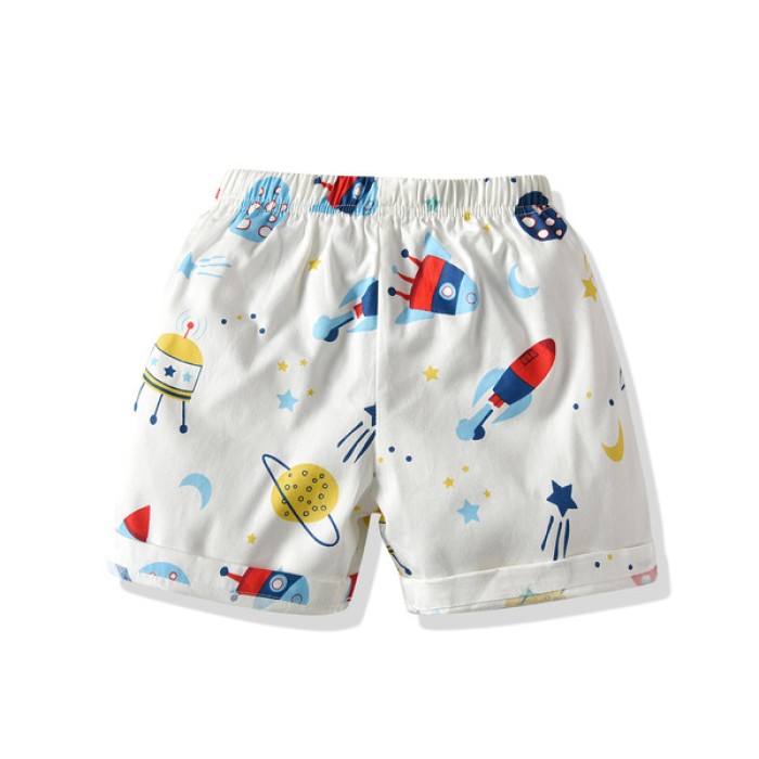 Baby Premium Quality Shorts Rocket Print - White Color | at Sonamoni BD
