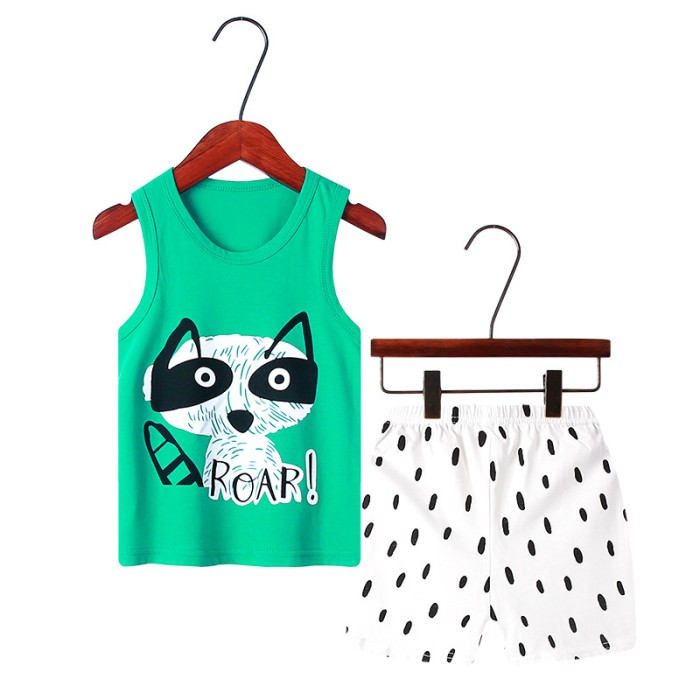 Baby T-Shirt & Pant Set Fox Printed - Green White | at Sonamoni BD