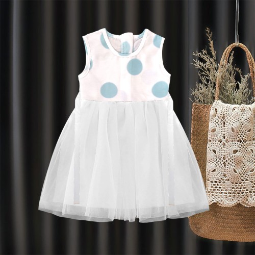 Girls Double Part Party Wear Frock - White Color | at Sonamoni BD