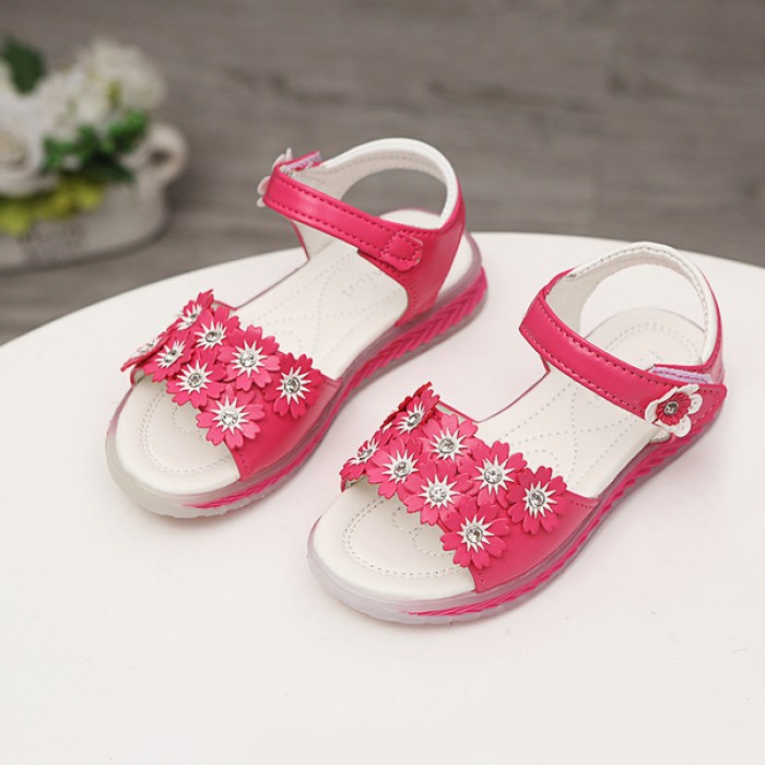 Girls Fashionable flowered soft Sandals - Magenta | at Sonamoni BD