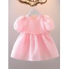 Girls Fashionable Frock with Back Bow Applique - Pink | at Sonamoni BD