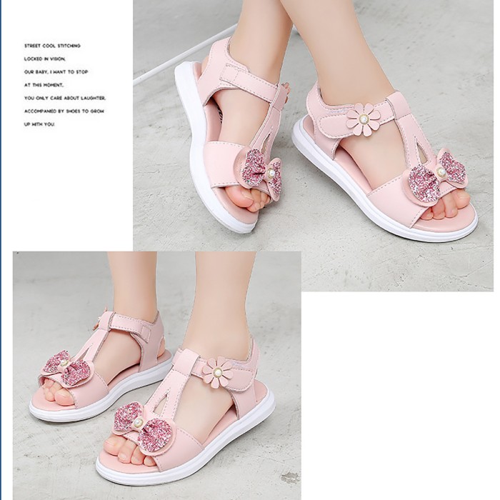 Girls Fashionable Pearl Soft  Sandals-Light Pink | at Sonamoni BD