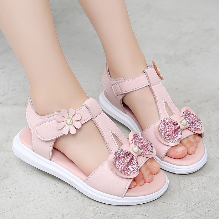 Girls Fashionable Pearl Soft  Sandals-Light Pink | at Sonamoni BD